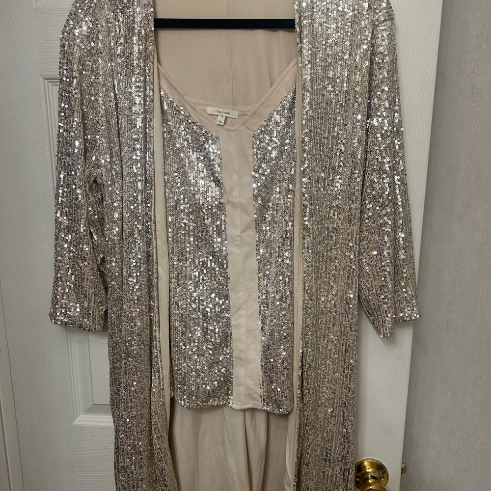 Maurices Silverish-Gold Sequin Top Set